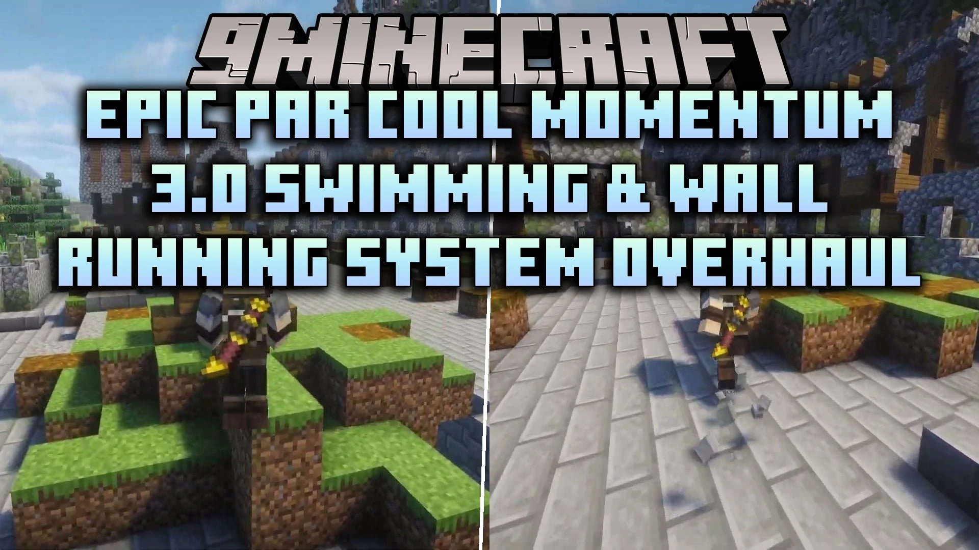 Epic Par Cool Momentum 3.0 Swimming & Wall Running System Overhaul Mod (1.20.1) — screenshot 1