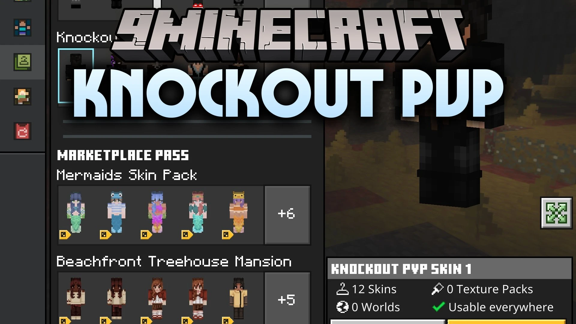 Knockout PVP Skin Pack (26.x, 1.21) – Battle-Ready Dark Skins with Glowing