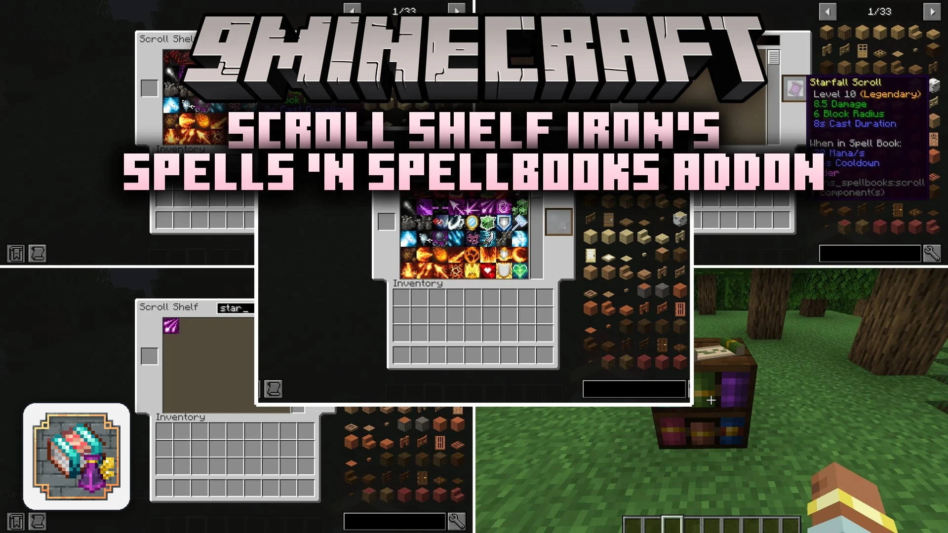 Scroll Shelf Iron's Spells 'n Spellbooks Addon Mod (1.21.1, 1.20.1)