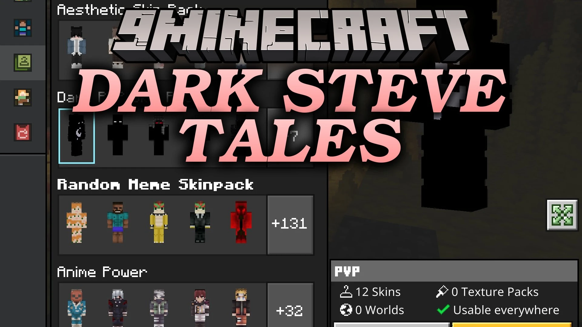 Dark Steve Tales Skin Pack (26.x, 1.21) – Horror-Themed Steve Outfits