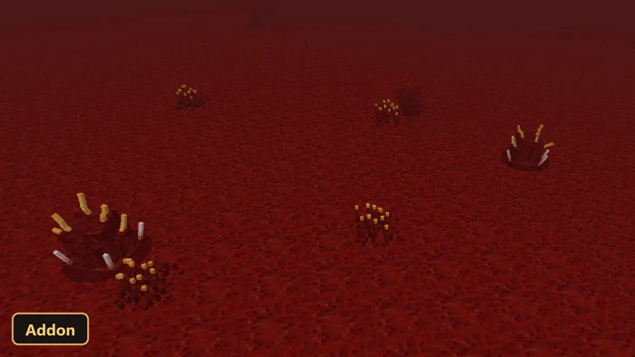 red biome with small red and yellow plant-like growths
