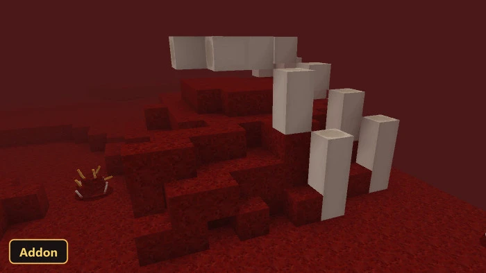 red biome with tall white bone-like structures and small plants