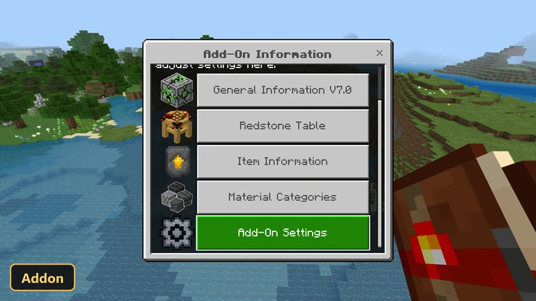 UI menu overlay on a river and forest landscape