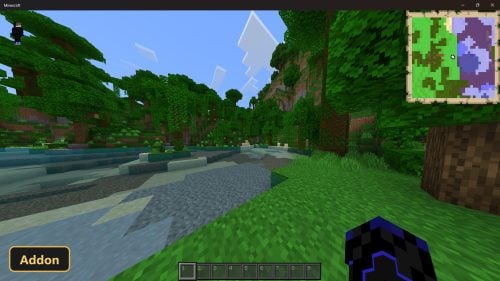 lush jungle biome with river, clear sky, and detailed foliage