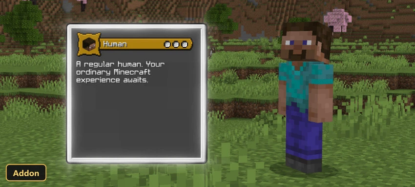 Steve in a grassy plains biome with cherry blossom trees
