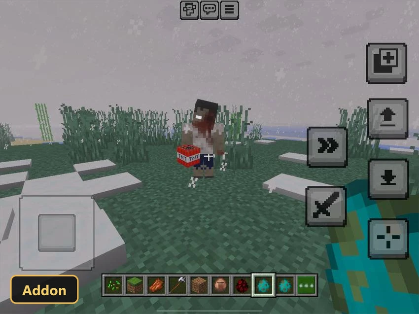 snowy plains with a zombie holding TNT