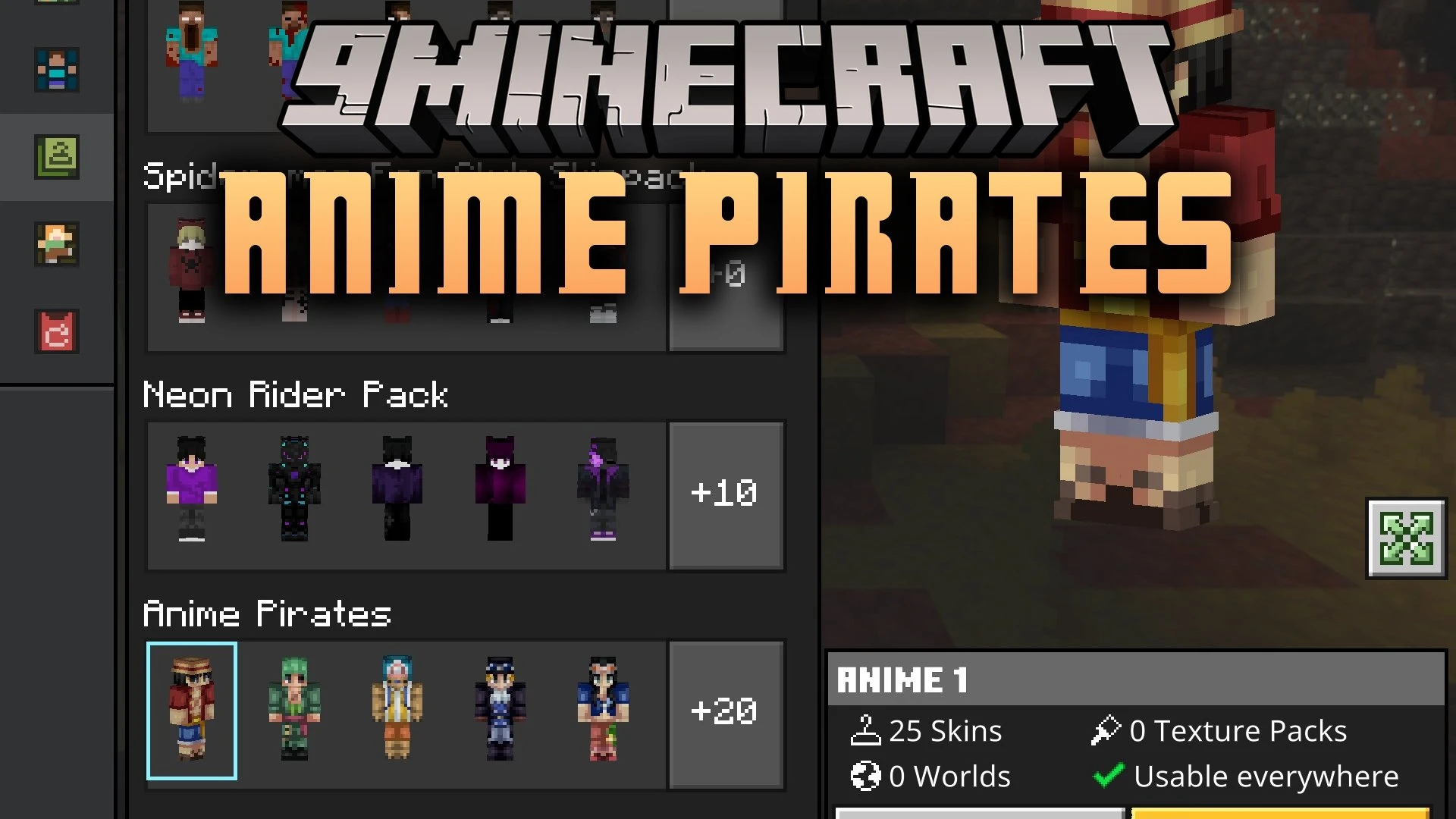 Anime Pirates Skin Pack (26.x, 1.21) – Thirteen Custom Anime Pirate Outfits