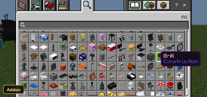 creative inventory menu showing various furniture items