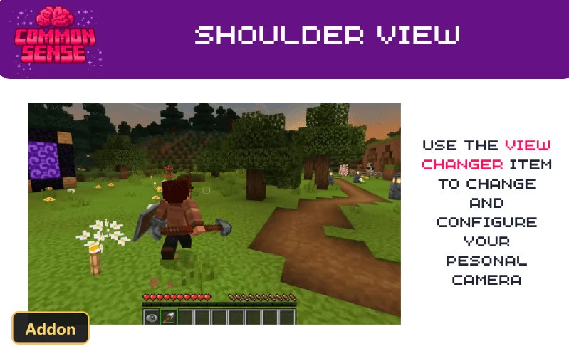 player in third-person view in a forest biome at sunset