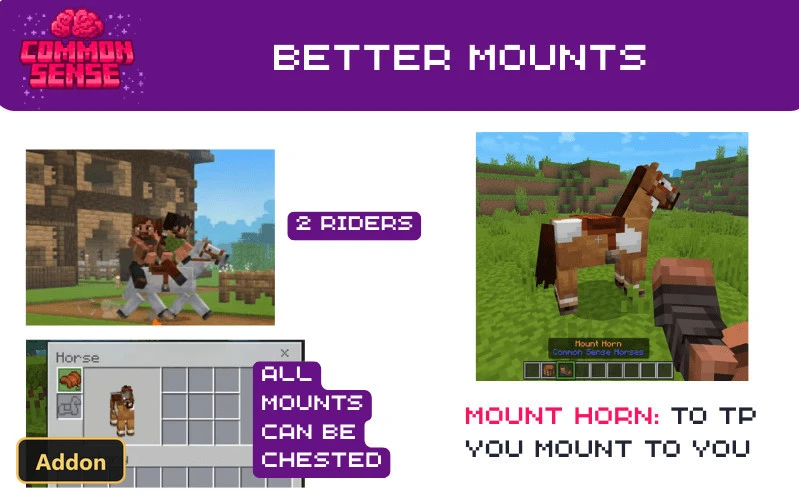 two players riding a white horse in a village, horse inventory
