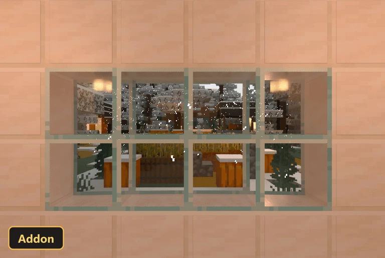 interior view of a room with light-colored walls and winter landscape outside
