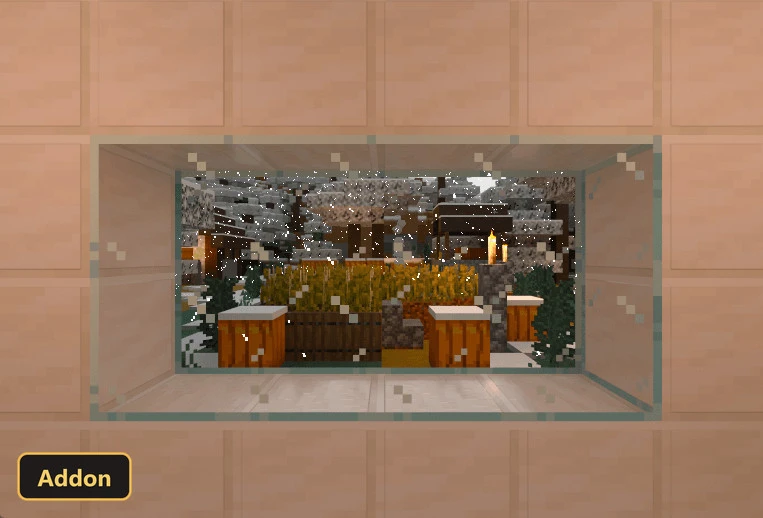 interior view of a room with light-colored walls and snowy landscape outside