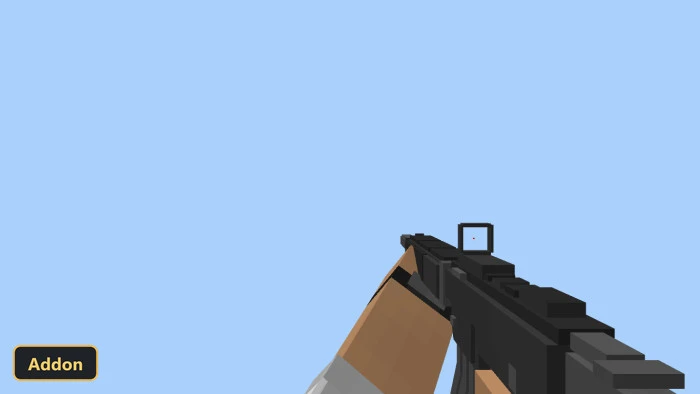 first-person view of a rifle with a scope
