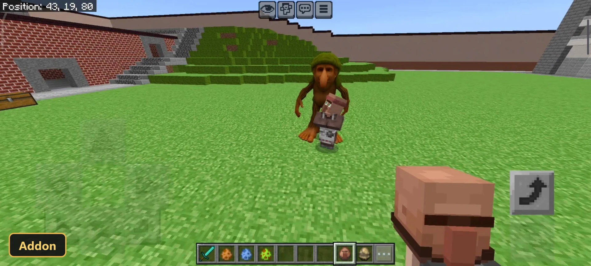custom mob holding a villager in an open field