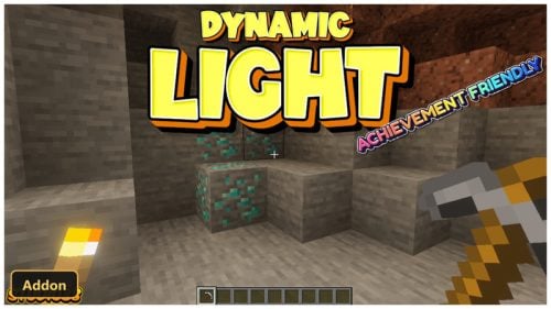 player holding a pickaxe and torch in a cave with diamond ore