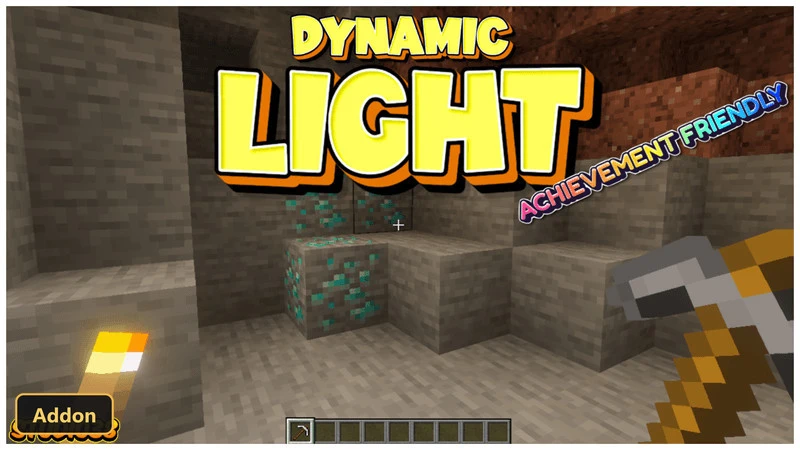 player holding a pickaxe and torch in a cave with diamond ore