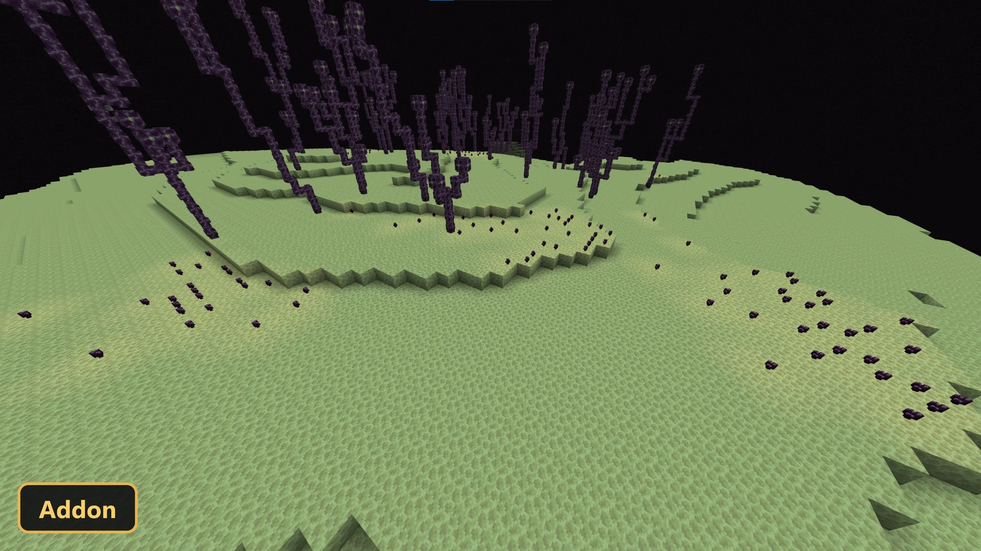 End island with chorus trees and dropped chorus fruit, dark sky