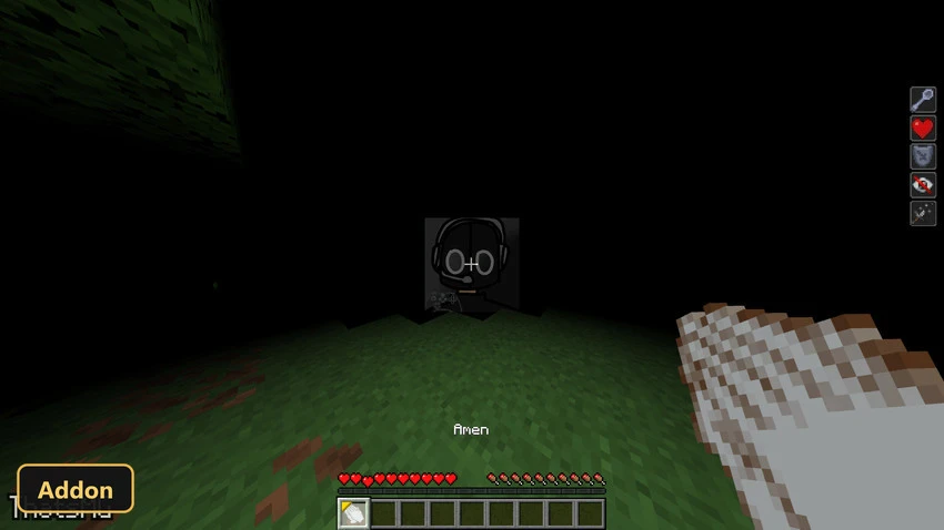 dark night, player looking at a figure in a forest