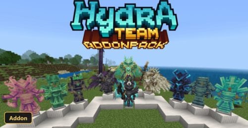 eight different armor sets displayed on armor stands in a grassy biome