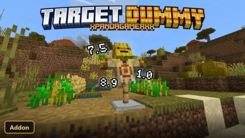 savanna biome, target dummy with damage numbers, clear day