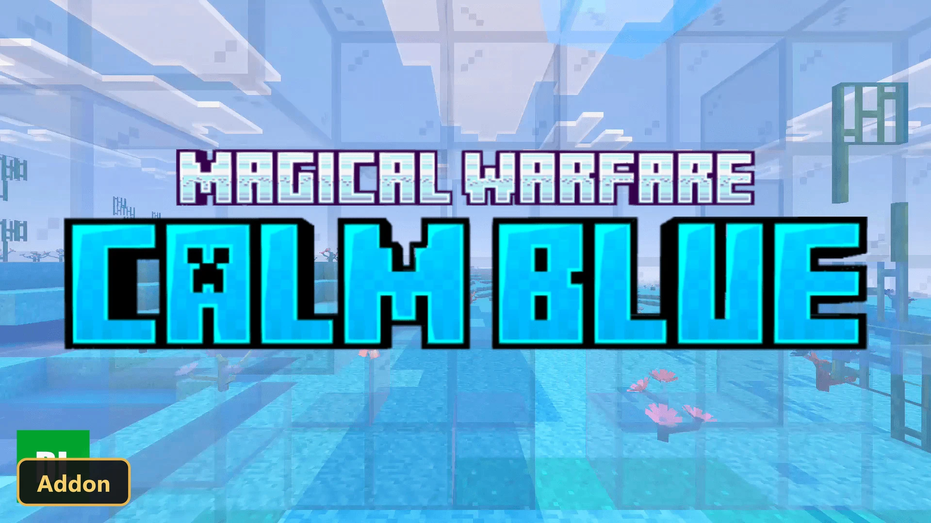 blue-themed magical world with floating structures and pink coral