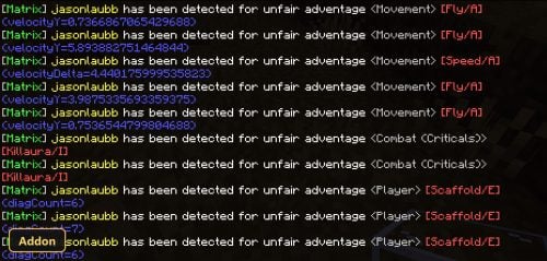 chat log showing anti-cheat detection messages