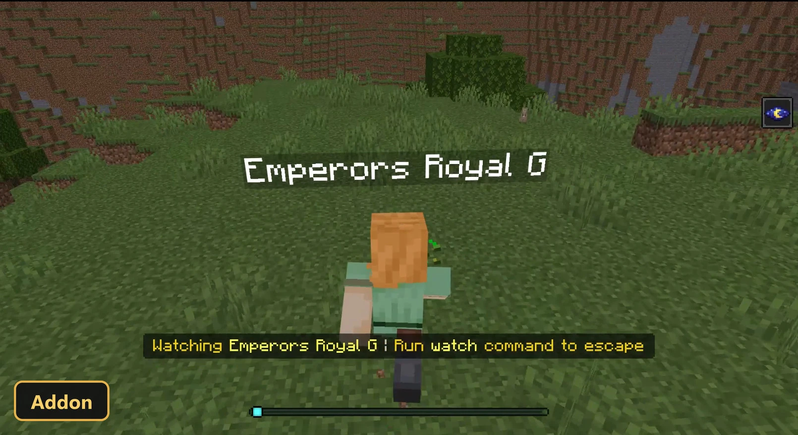 player character in a grassy field, with text overlay