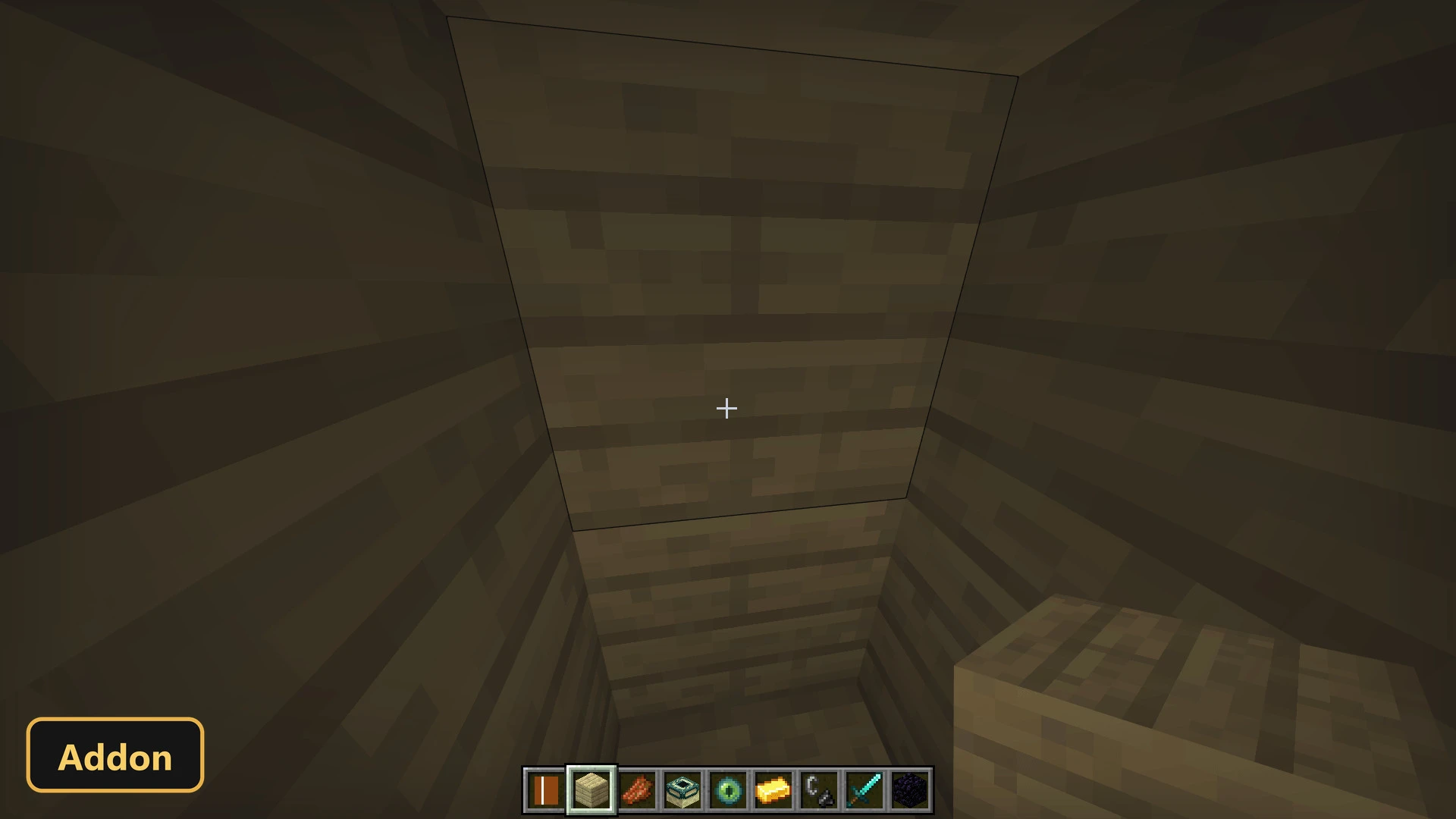 narrow wooden tunnel or shaft from a first-person perspective