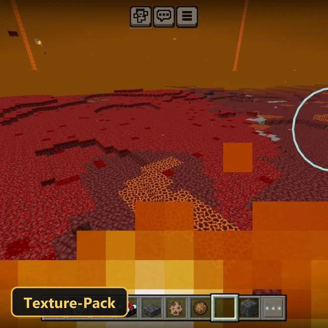 nether landscape, red sky, lava river, glowstone pillars, dark atmosphere