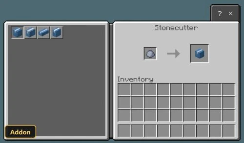 stonecutter crafting interface showing a blue block