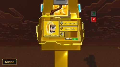 golden portal gun interface, desert biome, sunset