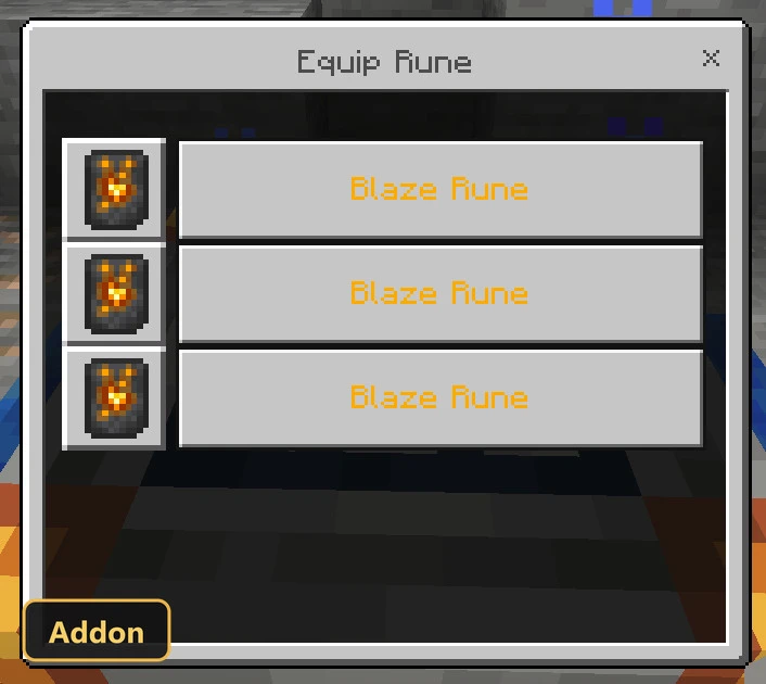 UI showing three Blaze Runes equipped in all available slots