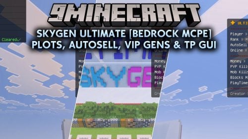 SkyGen Ultimate Bedrock MCPE Plots AutoSell VIP Gens & TP GUI Map (26.x)