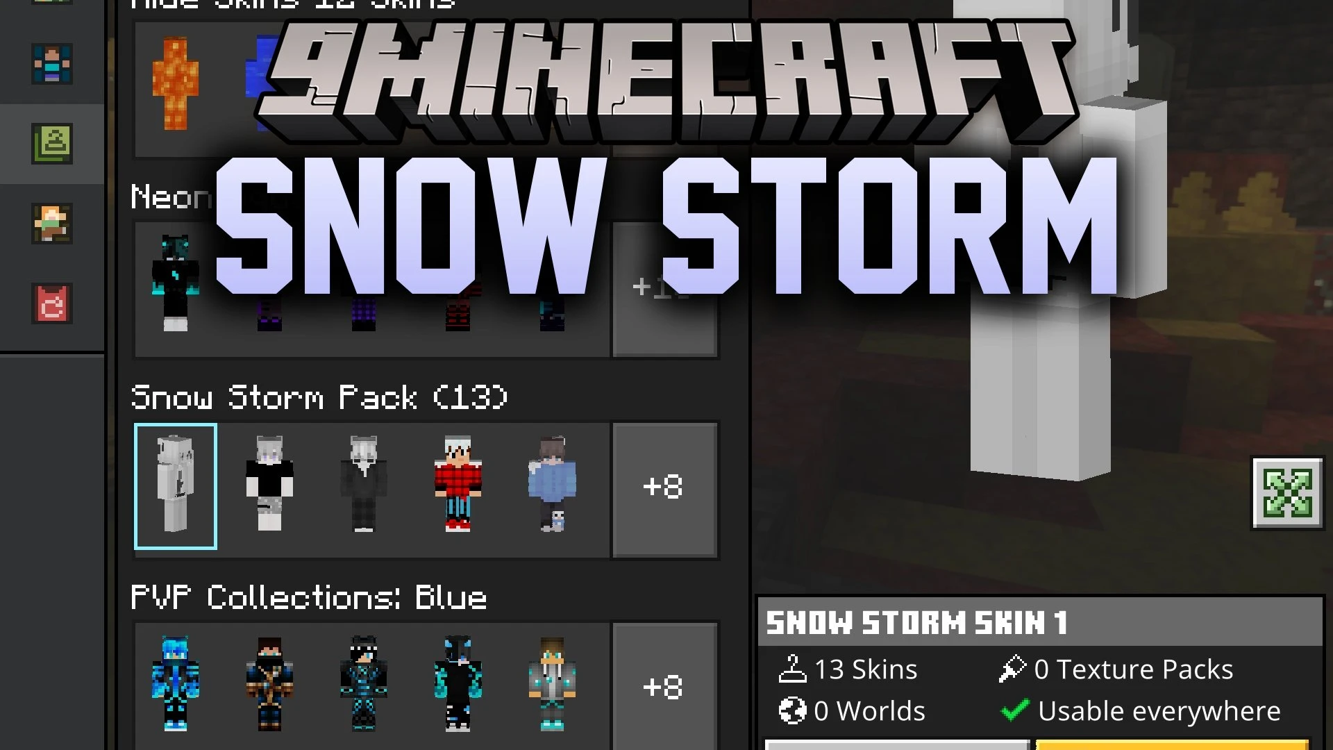 Snow Storm Skin Pack (26.x, 1.21) – Icy Winter Outfits and Frosty Storm Designs