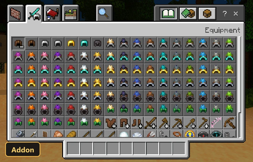 inventory screen filled with many different colored miner helmets