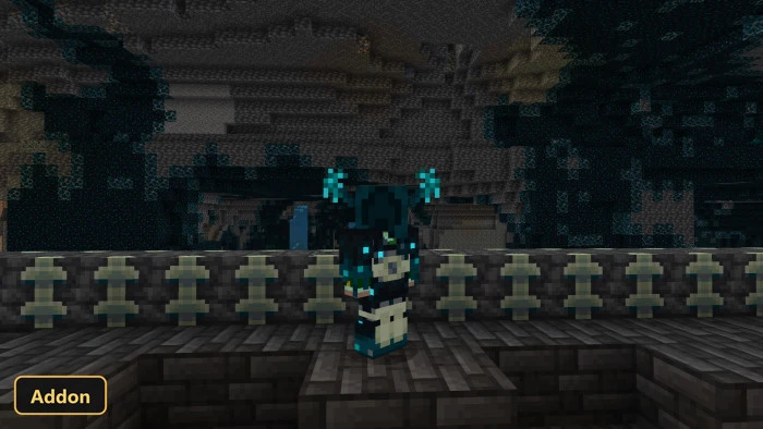 player in warden armor standing on deepslate in an ancient city