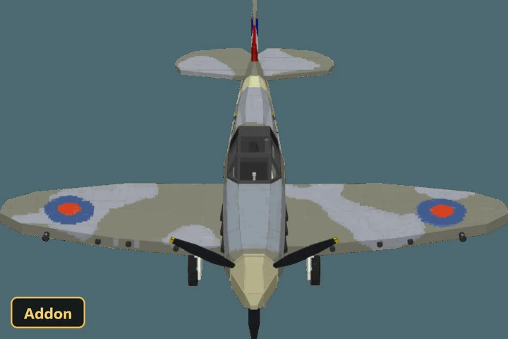 top-down view of a Supermarine Spitfire model