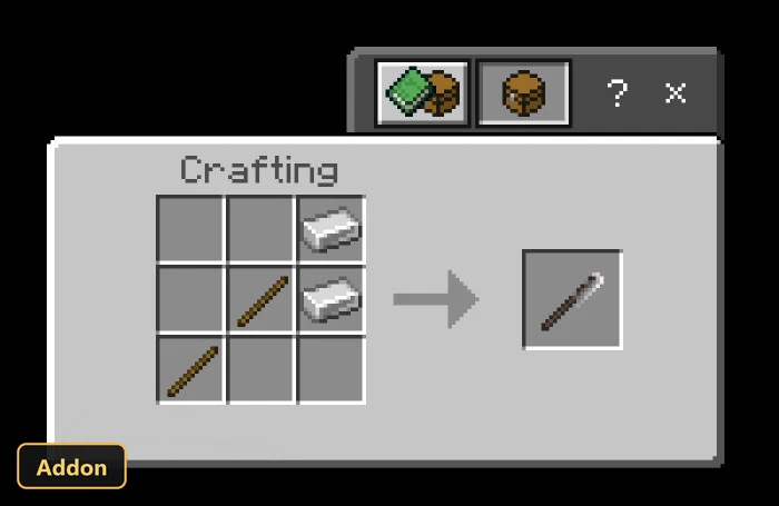 crafting recipe for a spear using iron and sticks