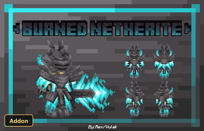 full armor set and four views of the armor on a character