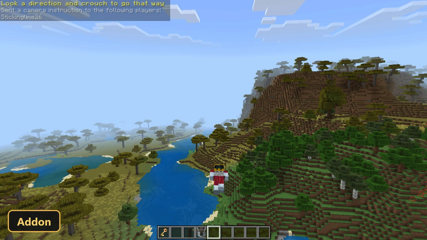 player flying over a savanna biome