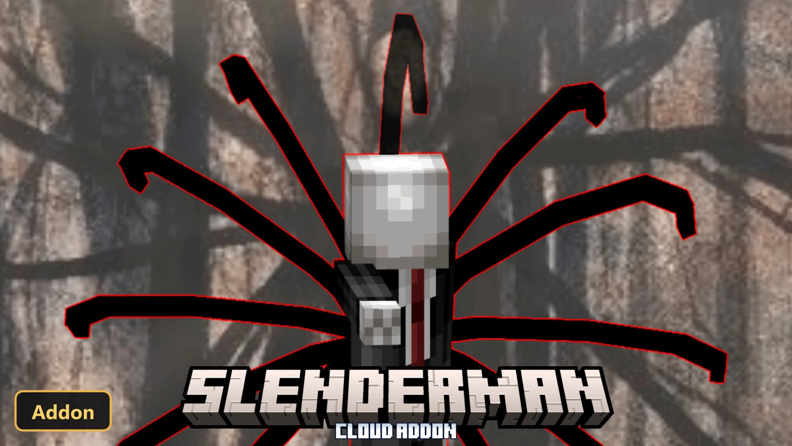 Slenderman monster with tentacles and red outline