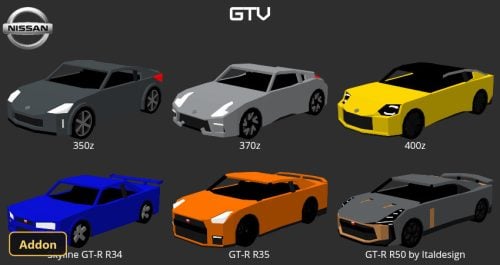 six Nissan car models on a dark background
