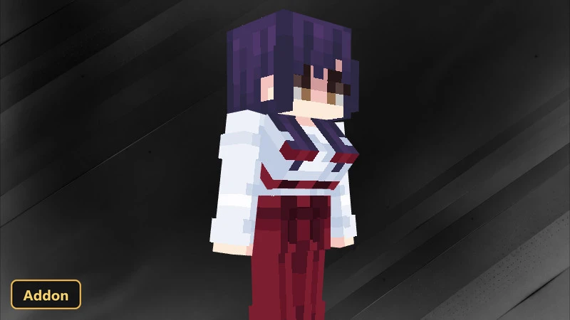 a female character skin with purple hair and a red and white outfit