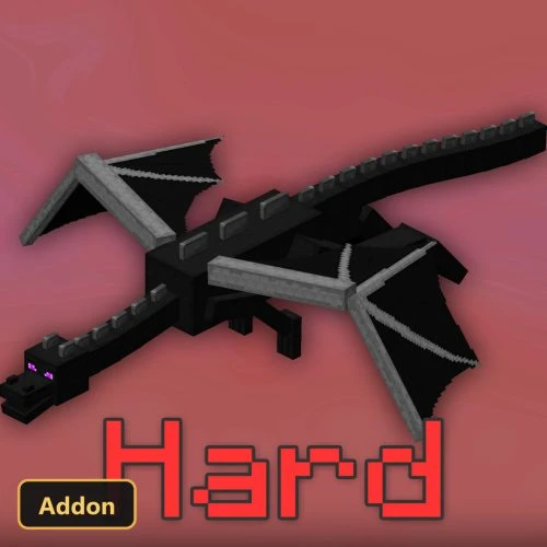 black Ender Dragon with purple eyes against a red background