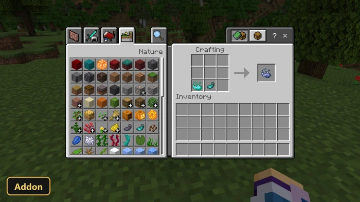 crafting recipe for a new glowing blue item from two other glowing items