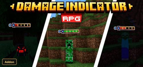 three mobs with damage indicators: spider, creeper, zombie