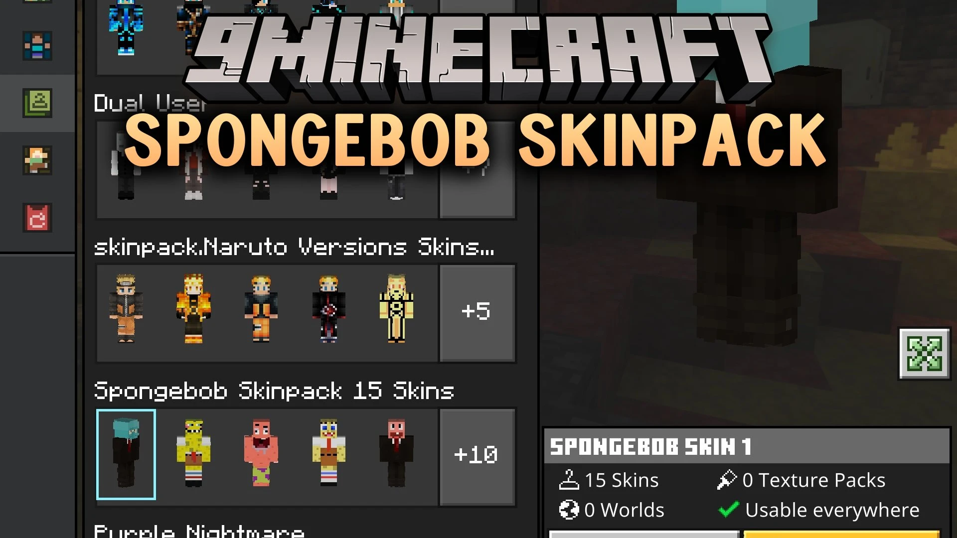 Spongebob Skin Pack (26.x, 1.21) – Iconic Cartoon Ocean Character Skins