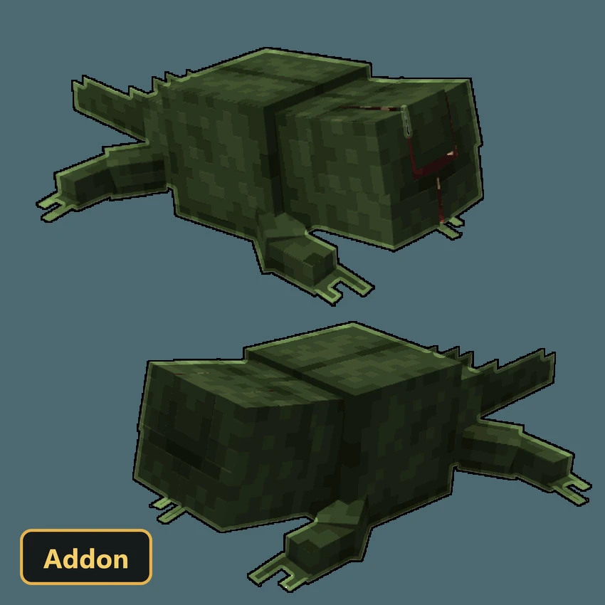 two pixelated green tadpole-like mobs
