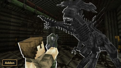 player shooting an alien queen in a dark corridor