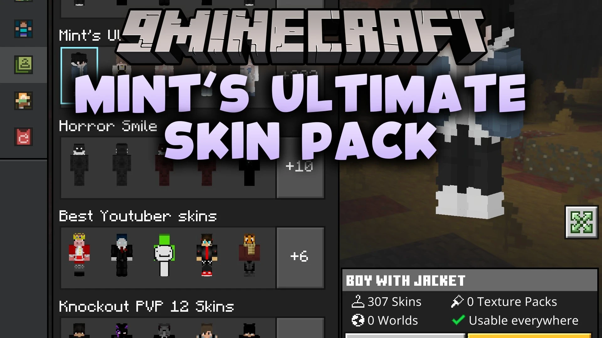 Mint's Ultimate Skin Pack (26.x) – Over 300 Custom Skins for Bedrock Players